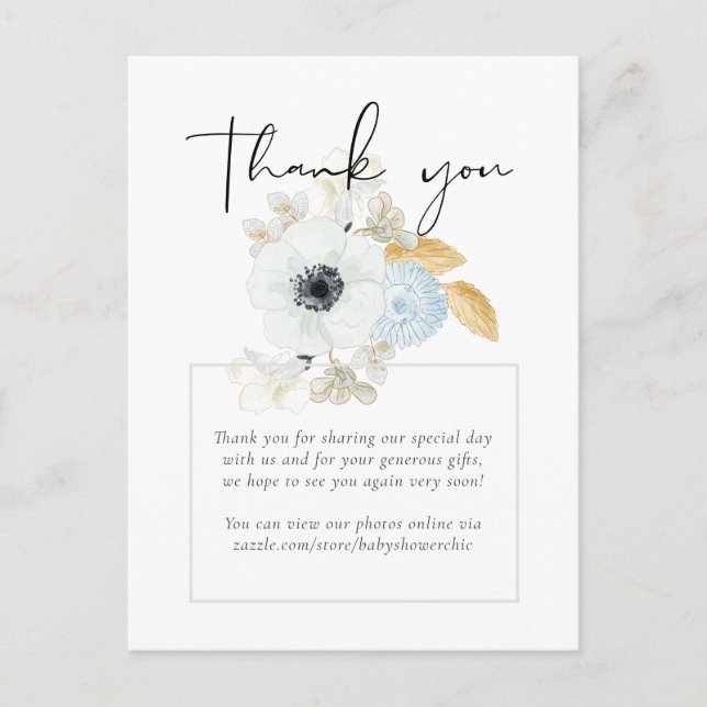 BUDGET Baby Dusche Blue Anemone Postkarte (Vorderseite)