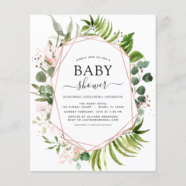 Budget Baby Dusche Eukalyptus Botanical Geometric (Vorderseite)