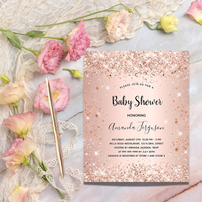 Budget Baby Dusche Glitzer Rose Gold Metallmädchen (Von Creator hochgeladen)