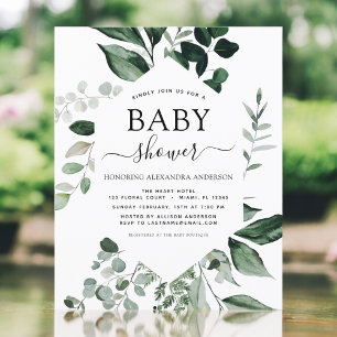 Budget Baby Dusche Grüne Botanische Einladung