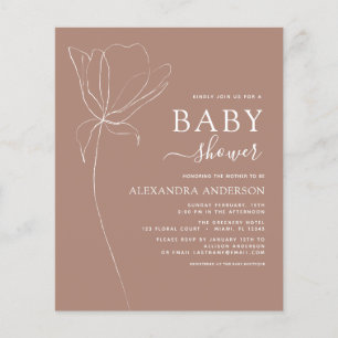 Budget Baby Dusche Minimalistisch Botanische Blüte Flyer