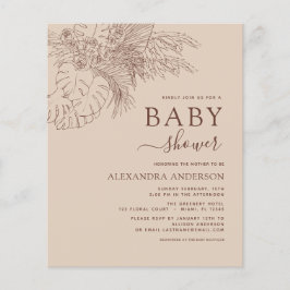Budget Baby Dusche Minimalistisch Pampas Grass Boh Flyer