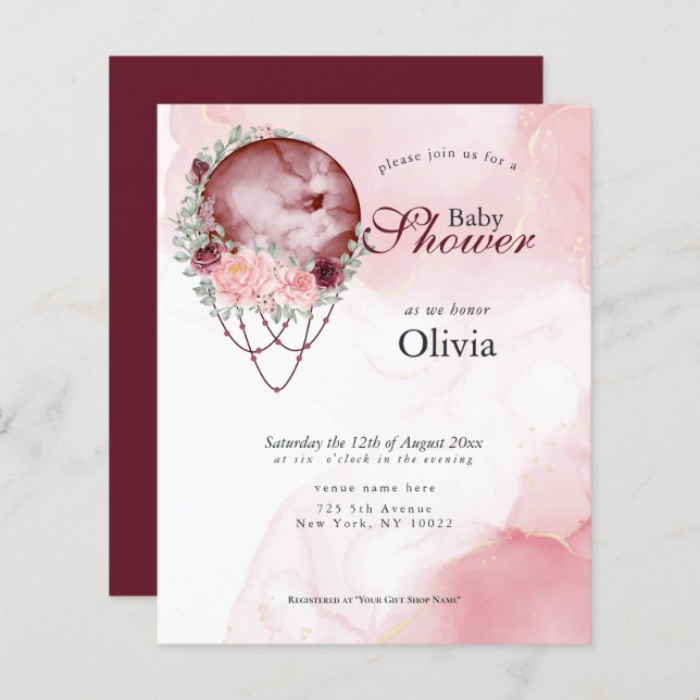 Budget Baby Dusche Rosa Rustikale Vollmond (Vorne/Hinten)