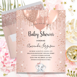 Budget Baby Dusche Rose Gold Glitzer Elefantenmädc