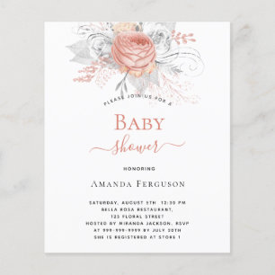 Budget Baby Dusche Rose Goldflorchen silber weiß