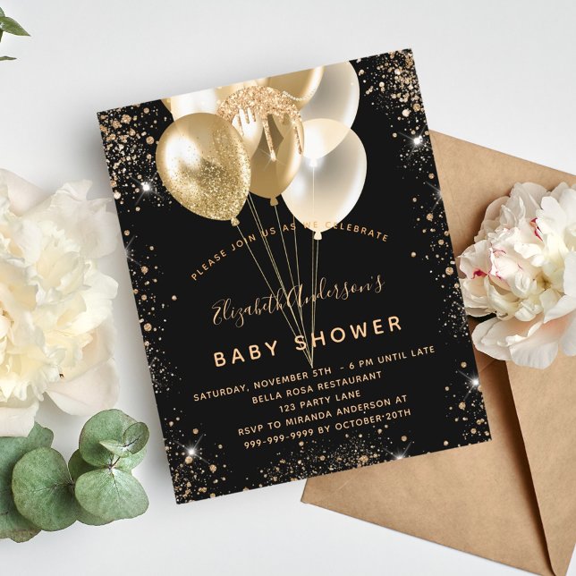 Budget Baby Dusche schwarzer Glitzer Ballons (Von Creator hochgeladen)