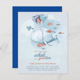 BUDGET Baby Dusche Sea Life Whale Boys Blue Einlad