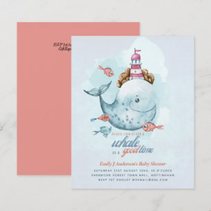BUDGET Baby Dusche Sea Life Whale Boys Blue Einlad
