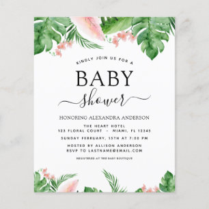 Budget Baby Dusche Tropical Palm Floral Wasserfarb Flyer