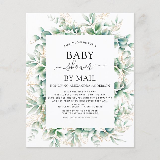 Budget Baby Dusche von Mail Eucalyptus Geometric Flyer (Vorne)
