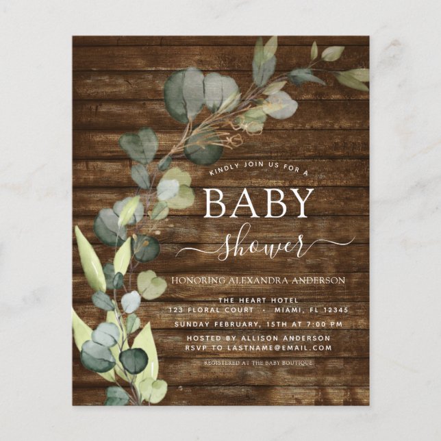 Budget Baby Duwer Greenery Eukalyptus Rustic Flyer (Vorne)