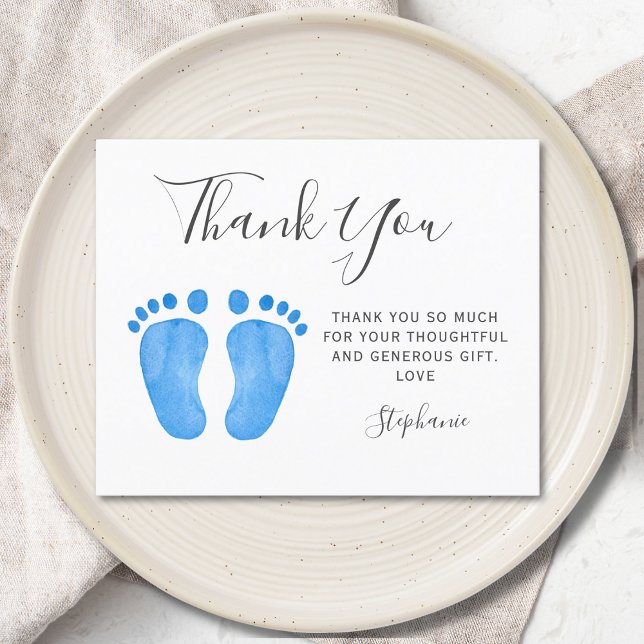 Budget Baby Feet Blue Baby Dusche Danke Karte (Von Creator hochgeladen)