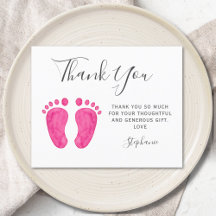 Budget Baby Feet Pink Baby Dusche Danke Karte
