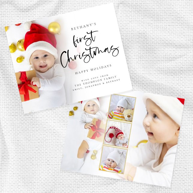 Budget Baby First Christmas 6 Fotos Urlaubskarte (Budget price smaller 4.5 x 5.6")