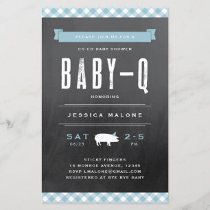 Budget Baby GRILLEN Blue Co-ed Baby Dusche Einladu