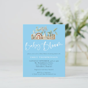 Budget Baby in Bloom Boho Blue Baby Dusche einlade