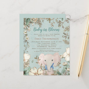 Budget Baby In Bloom Elefant Baby Shower Einladung