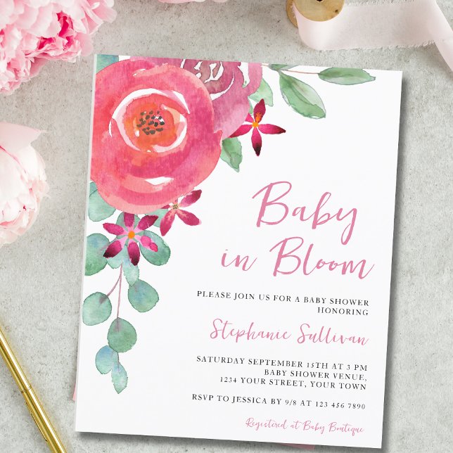 Budget Baby in Bloom Girl's Baby Dusche Einladung (Von Creator hochgeladen)