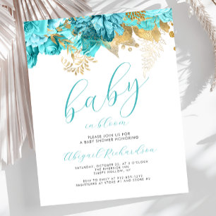 Budget Baby in Bloom Türkisfarbene Babyparty-Einla