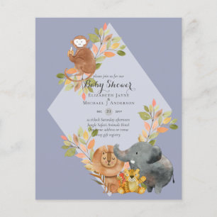 BUDGET Baby SHOWER Einladungen - Dschungeltiere Flyer
