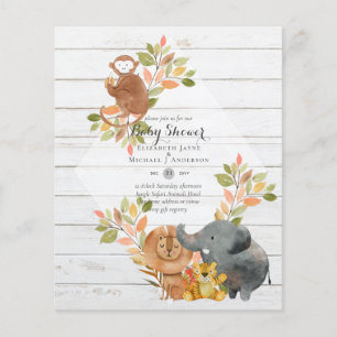 BUDGET Baby SHOWER Einladungen - Dschungeltiere Flyer