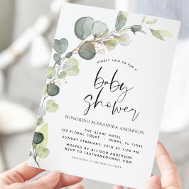 Budget Baby Shower Greenery Eucalyptus Einladungen