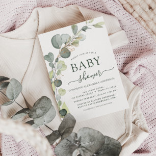 Budget Baby Shower Greenery Eucalyptus Einladungen