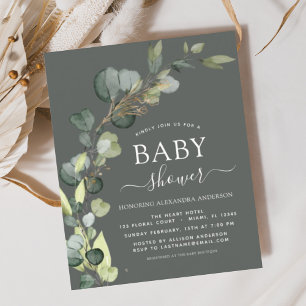 Budget Baby Shower Greenery Eucalyptus Einladungen