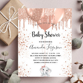 Budget Baby Shower Rose Elefantenmädchen Einladung