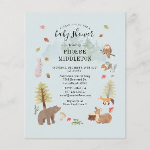 Budget Baby Shower Woodland Tiere Einladung