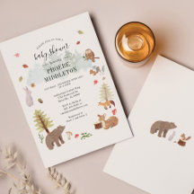 Budget Baby Shower Woodland Tiere Einladung