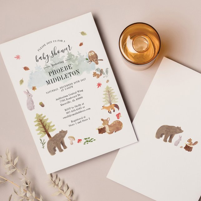Budget Baby Shower Woodland Tiere Einladung (Von Creator hochgeladen)