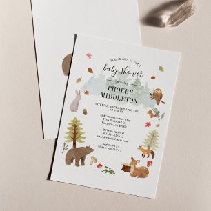 Budget Baby Shower Woodland Tiere Einladung