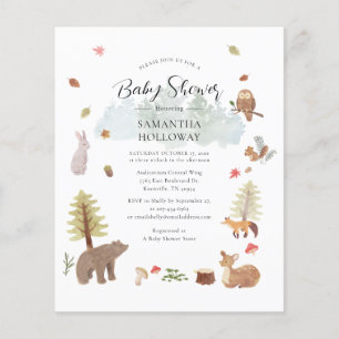 Budget Baby Shower Woodland Tiere Einladung