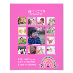 BUDGET Baby's 1. JAHR FOTO COLLAGE Wall Art