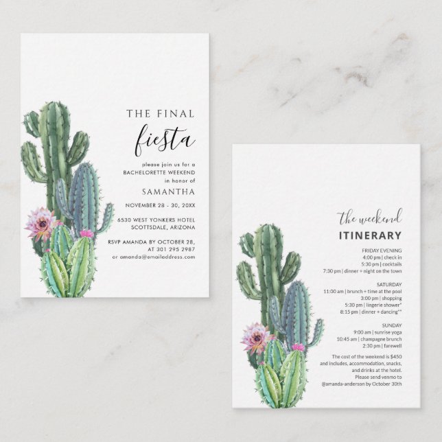 Budget Bachelorette Wochenende Einladung mit Tour (Vorne/Hinten)