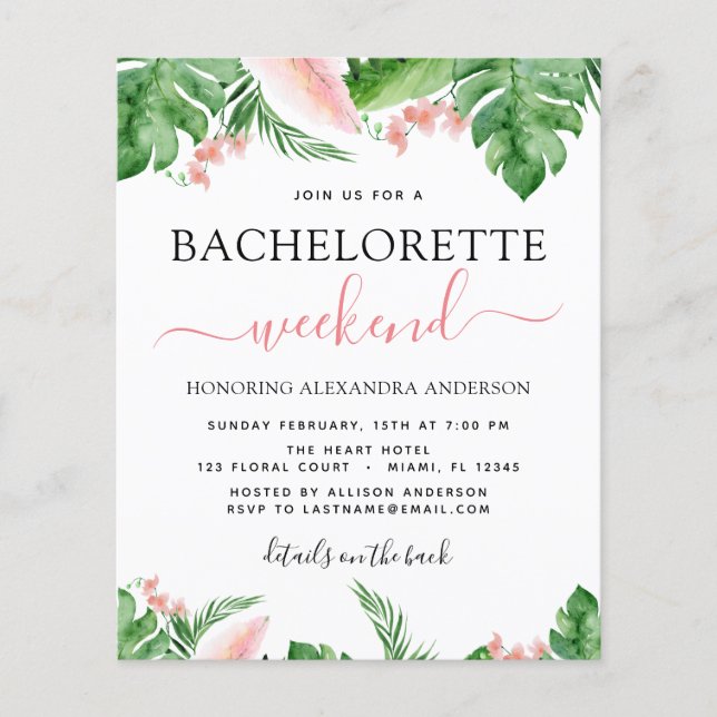 Budget Bachelorette Wochenende Reiseprogramm Tropi (Vorderseite)