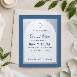 Budget Bar Mitzvah Classic Blue Silver Einladung