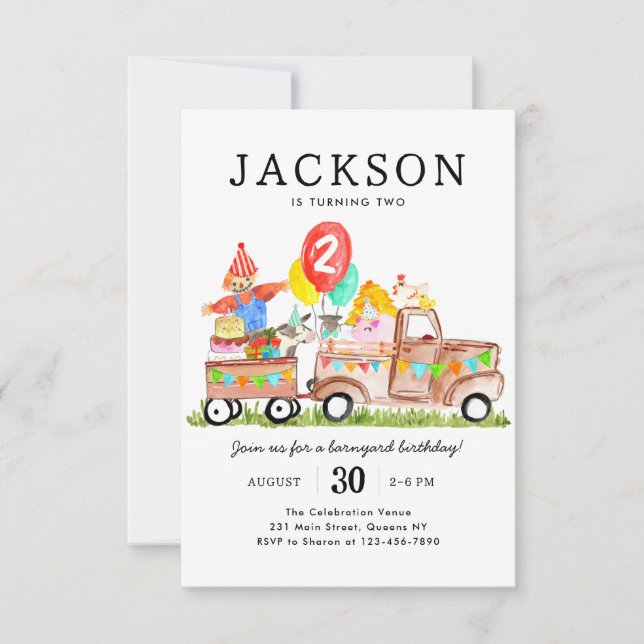 Budget Barnyard Animals Truck Kids Farm Geburtstag Mitteilungskarte (Vorderseite)