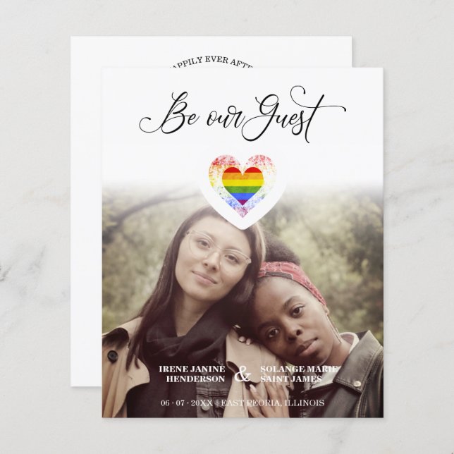 Budget Be our Guest Quote Pride Rainbow Heart LGBT (Vorne/Hinten)