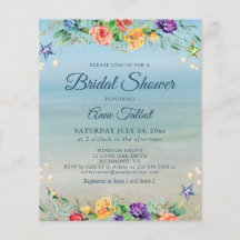 Budget Beach Floral Bridal Dusche Einladung