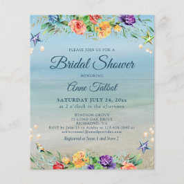 Budget Beach Floral Bridal Dusche Einladung