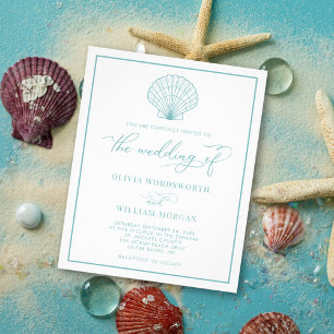 Budget Beach Muschel Wedite Invite Sea Glass Blue Flyer