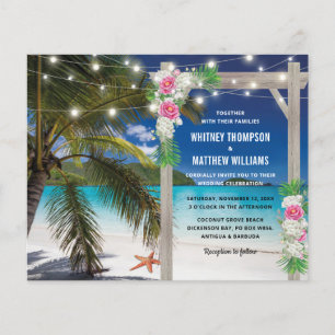 Budget Beach Tropical Wedding Einladung