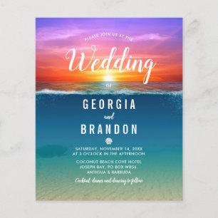 Budget Beach Tropical Wedding Einladung