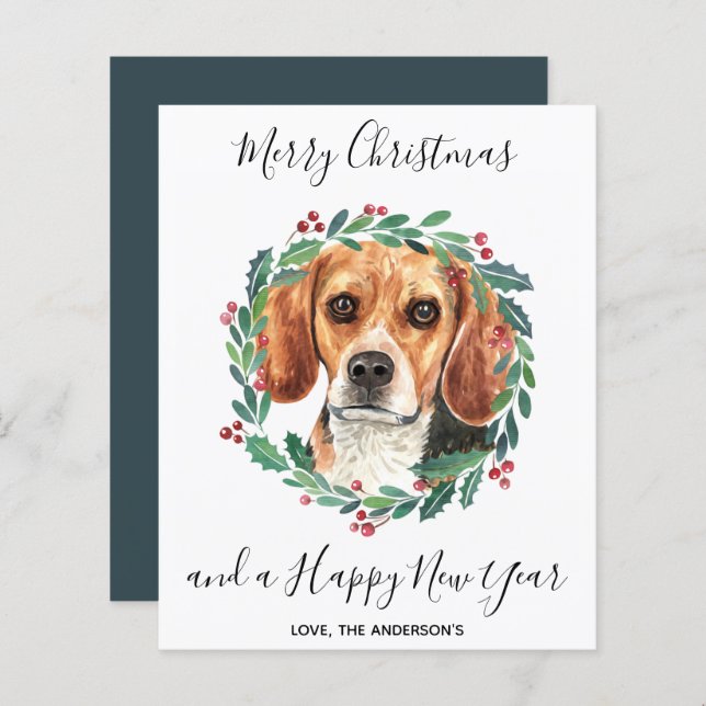 Budget Beagle Hund Frohe Weihnachtskarte (Vorne/Hinten)