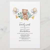 Budget Bear Eukalyptus Greenery Baby Shower Card