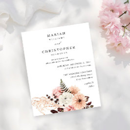 Budget Beige & Blush Pink Rustikale Hochzeit Flyer