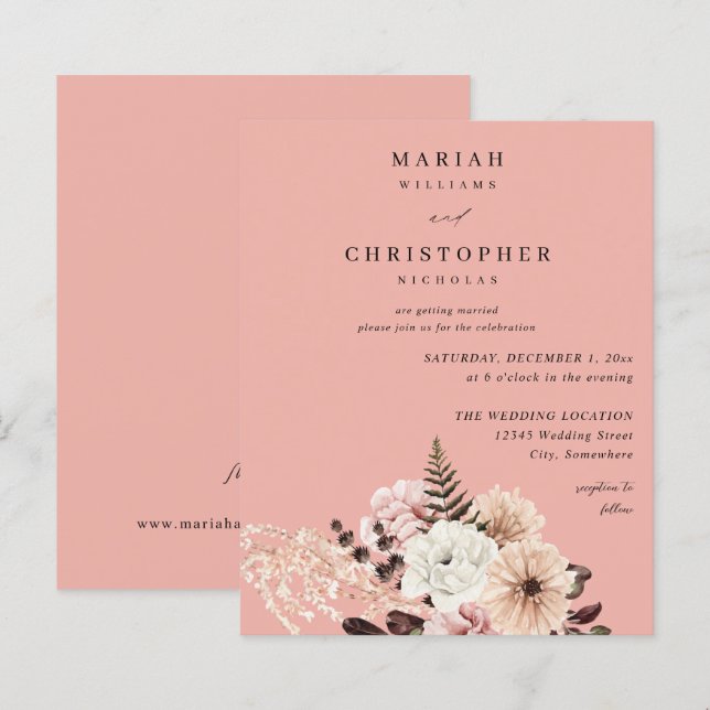 Budget Beige & Blush Pink Rustikale Hochzeitstorte (Vorne/Hinten)