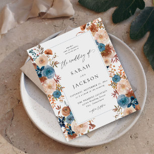 Budget Beige & Dusty Blue Floral Wedding S2 Blue L Flyer